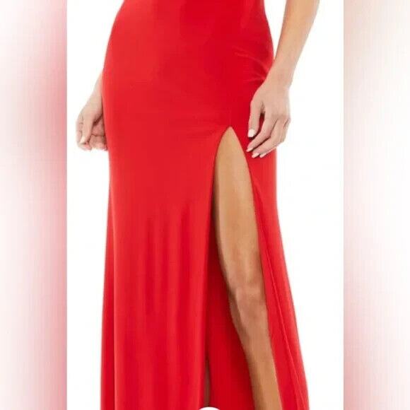 Mac Duggal One Shoulder Draped Back Jersey Gown Red SZ 2 26512 - Picture 5 of 7